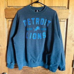 NFL Detroit Lions Charcoal Crewneck Sweatshirt with Blue Lettering Size Large